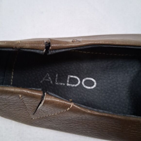 ALDO Men\'s Leather Driving Loafers Green Brown Old Money Size 43